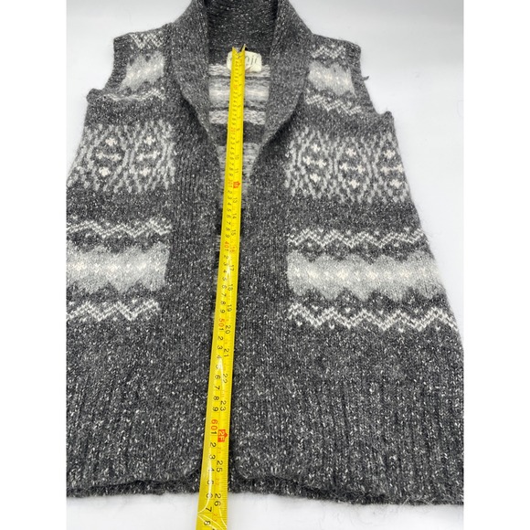 Kenji Women's Fair Isle Knit Long Vest Cardigan Shawl Collar Multi Gray Size L - Picture 5 of 12